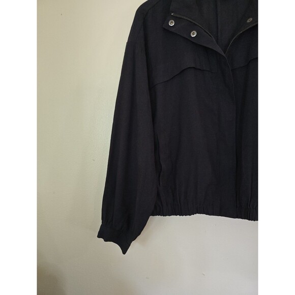 NINE WEST Drapy Utility Bomber Jacket Womens Size Large Black Lightweight - Picture 5 of 11